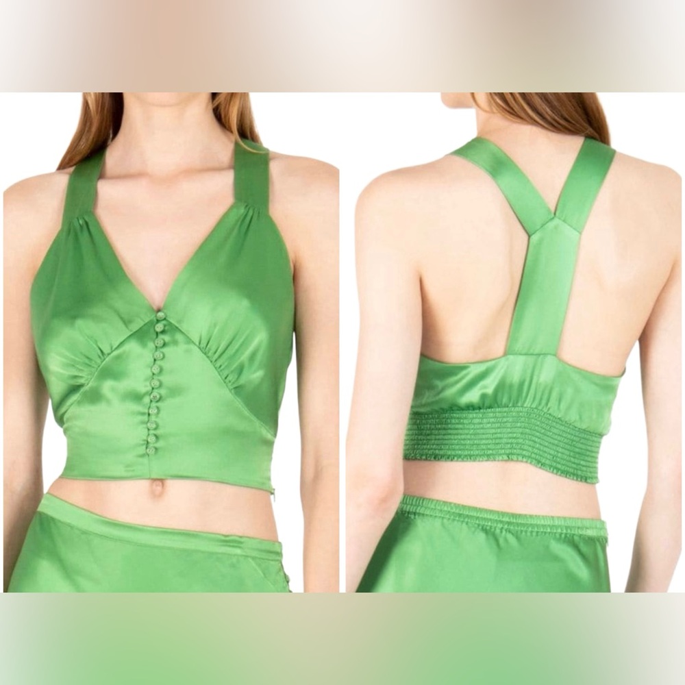 Secret Mission NWT Stacey Silk Sleeveless Crop Top